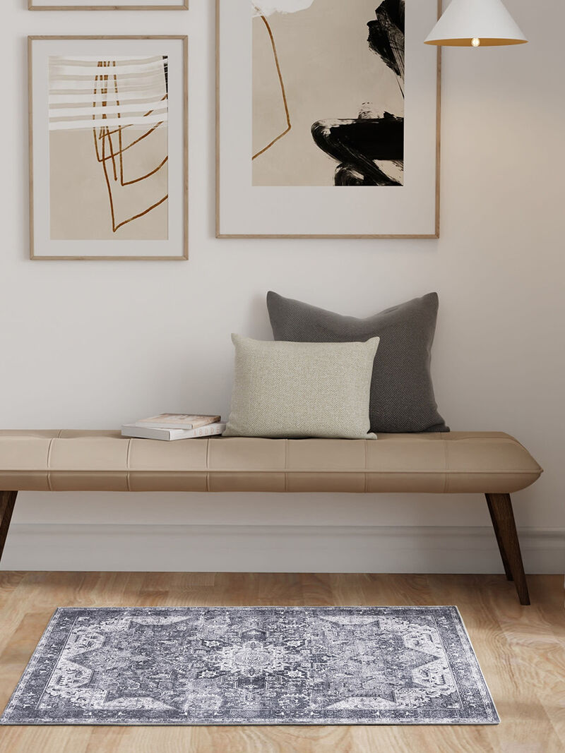 Nourison Washables NWB15 Charcoal/Gray 3' x 5' Rug