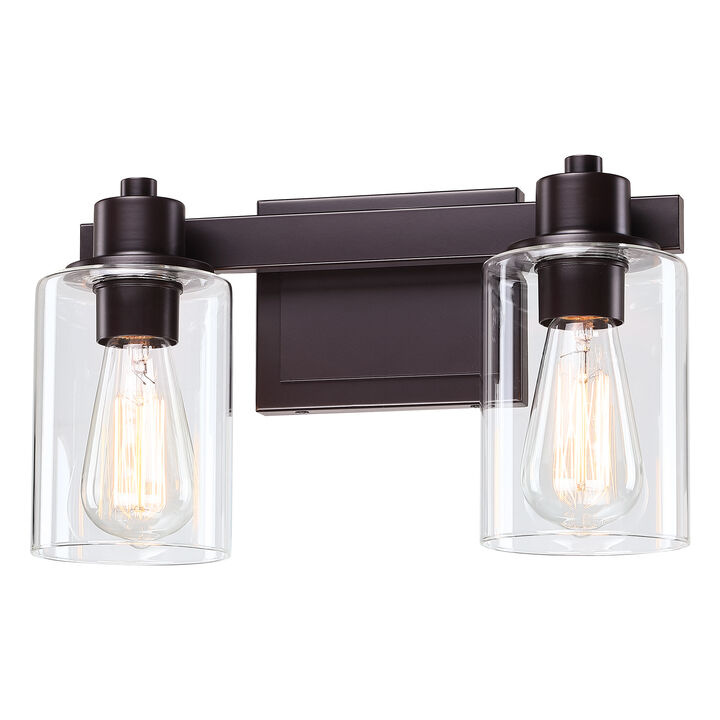 14" 2-Light Dimmable Indoor Wall Sconce with Clear Glass Shades