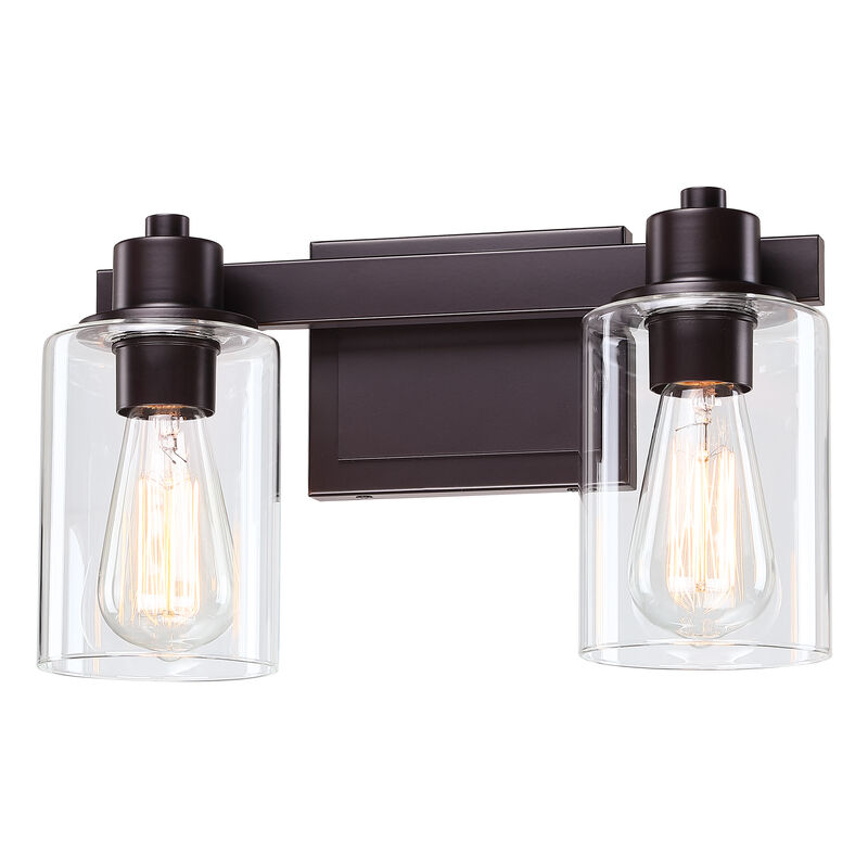 14" 2-Light Dimmable Indoor Wall Sconce with Clear Glass Shades image number 0