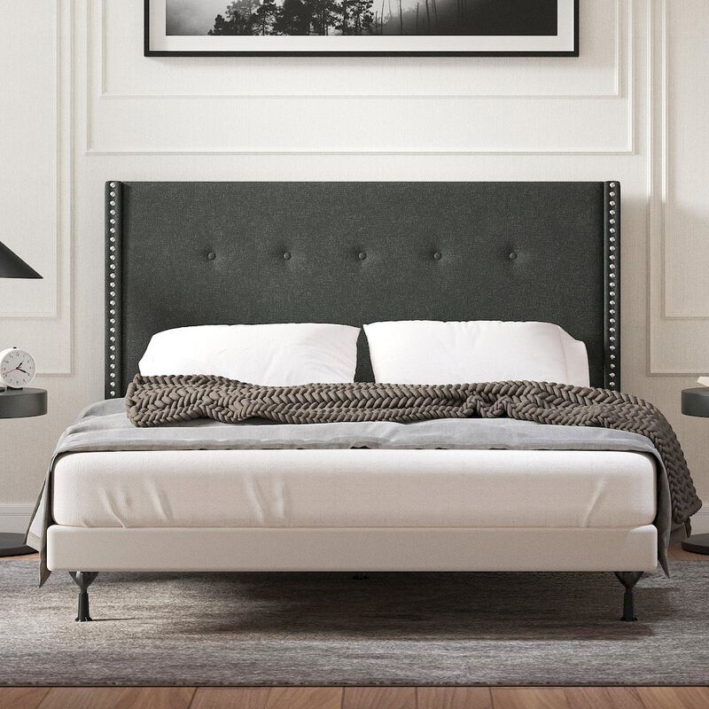Rize Home Upholstered Headboard Queen Gray image number 5