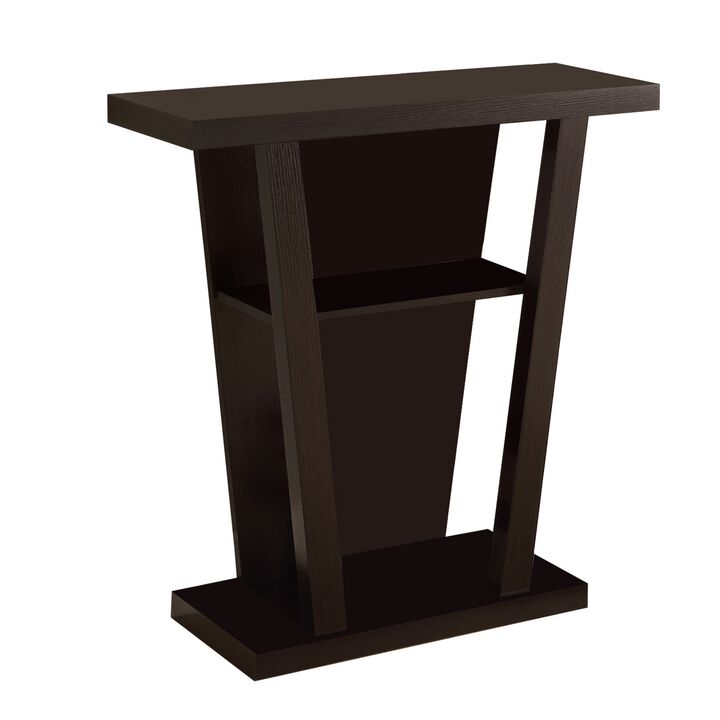 Angled Wooden Console Table With Storage Space, Brown-Benzara