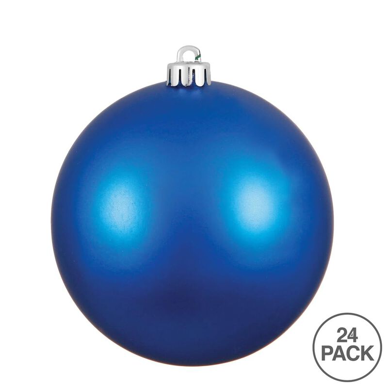 Vickerman 2.4" Christmas Ornament Ball, Blue Matte Finish, Shatterproof Plastic, UV Resistant, Holiday Christmas Tree Decoration, 24 Pack image number 2