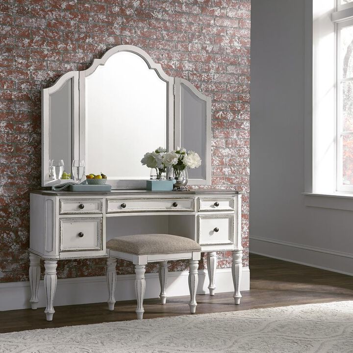 Liberty Furniture Magnolia Manor 3 Piece Vanity Set in Antique White