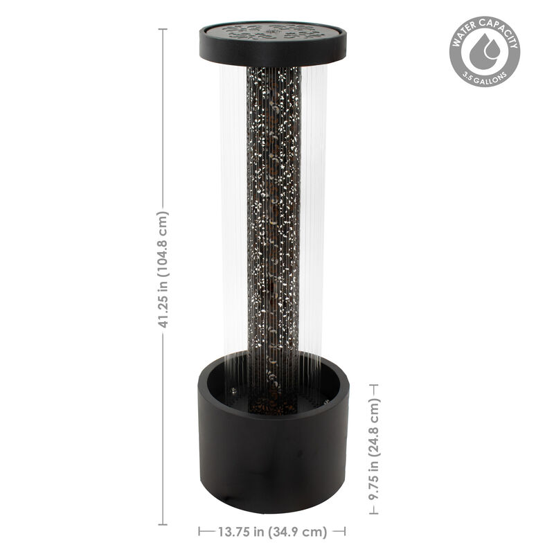Sunnydaze Glittering Rain Zinc Outdoor Water Fountain with LEDs - 41.25"