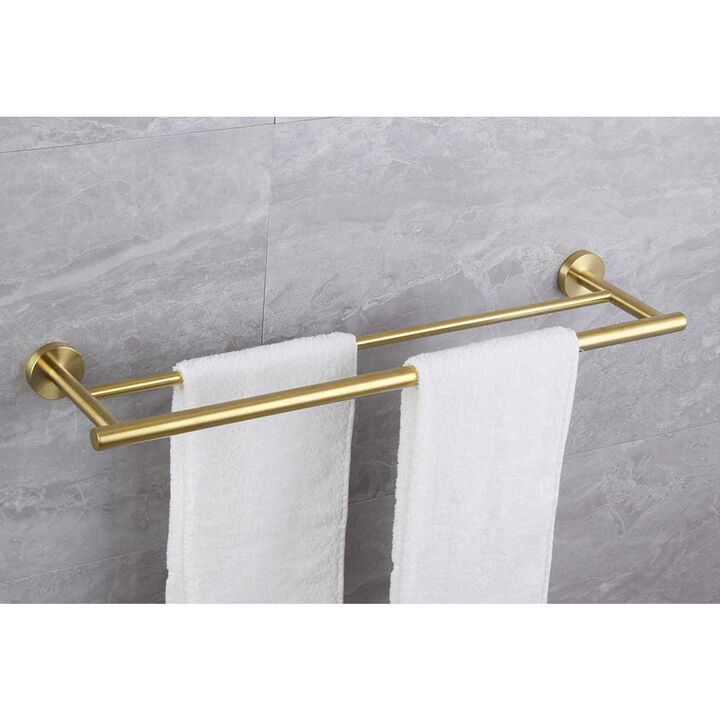 Bathroom Towel Bar Wall Mounted Double Rods Stainless Steel Towel Rack