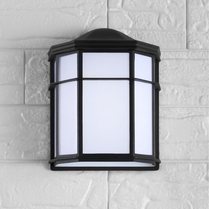 Henry 7.75" Outdoor Frosted Acrylic/Metal Integrated LED Wall Sconce, Black/White