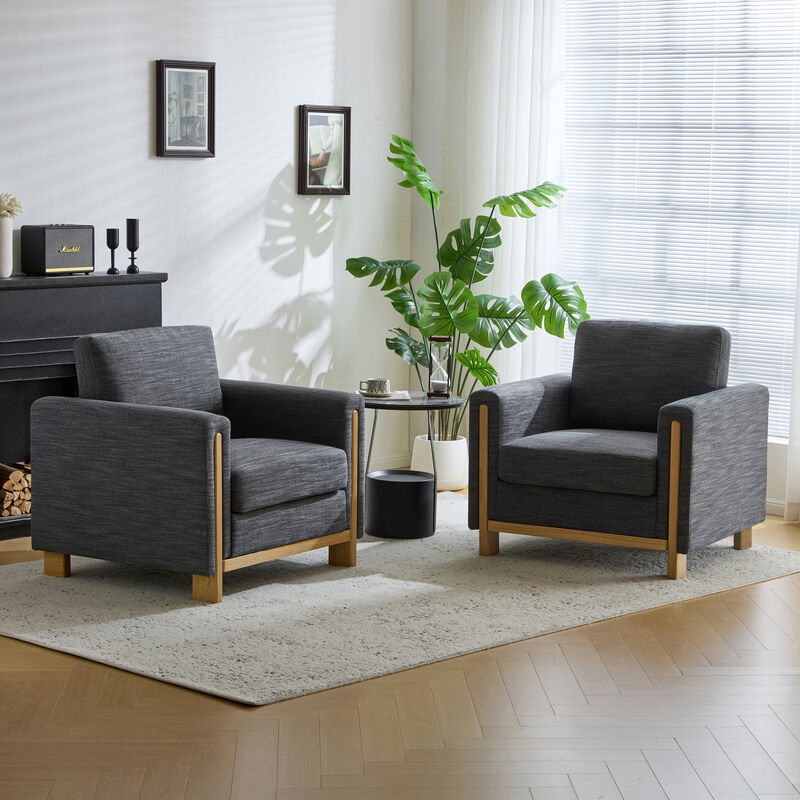 Christopher Knight Home Joey Modern Rubberwood Upholstered Accent Arm Chair (Set of 2)