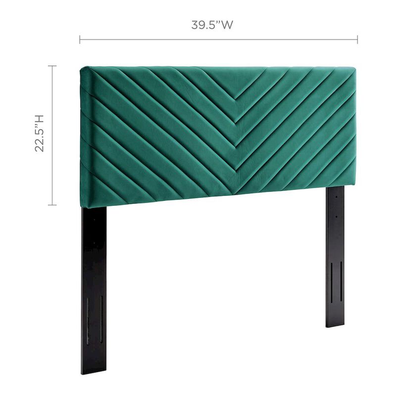 Modway Alyson Angular Channel Tufted Performance Velvet Twin Headboard, Teal image number 2
