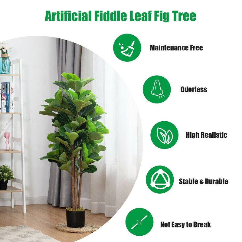 Artificial Fiddle Leaf Fig Tree Decorative Planter