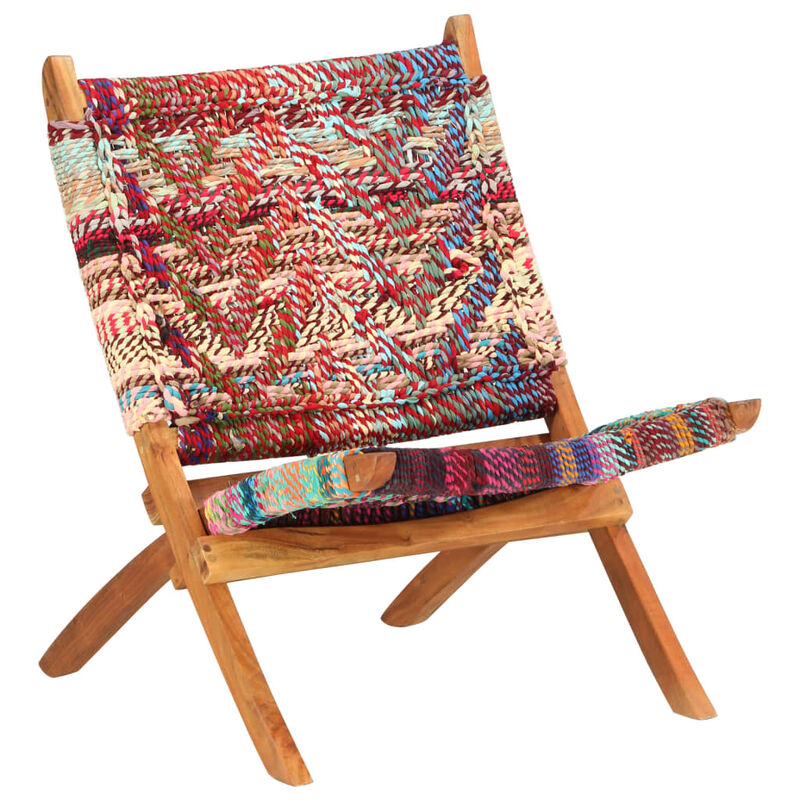 vidaXL Folding Chindi Chair Multicolors Fabric image number 8