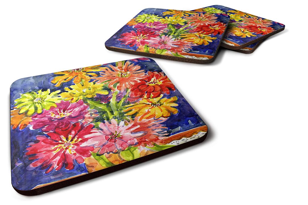 Caroline's Treasures 6069FC Flower-Gerber Daisies Foam Coasters (Set of 4), 3.5 H x 3.5 W, Multicolor