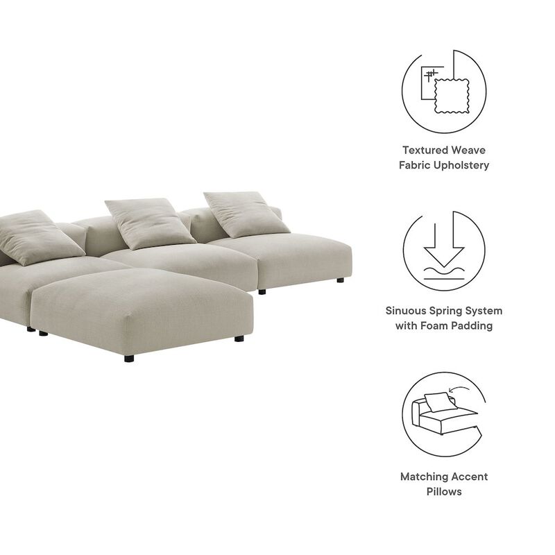 Solace 4-Piece Modular Upholstered Fabric Sectional Sofa image number 1