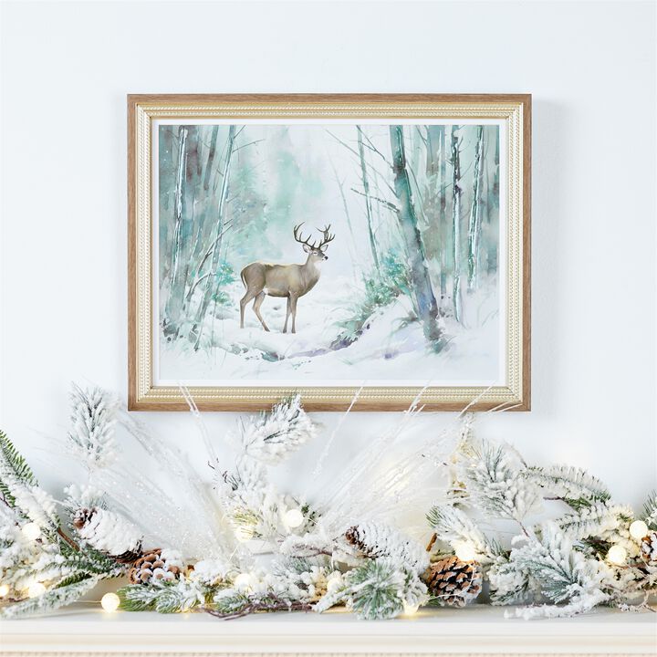 Christmas Flocked Pine Garland – Long Needle Artificial Greenery with Snow Finish for Holiday Indoor Decoration