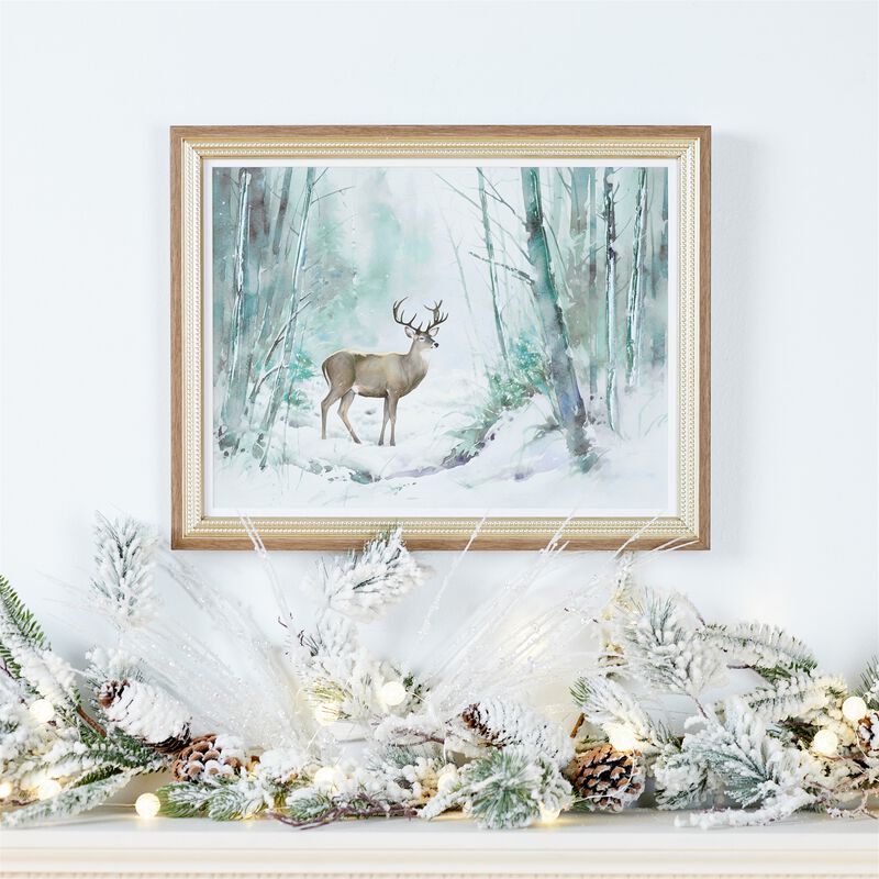 Christmas Flocked Pine Garland – Long Needle Artificial Greenery with Snow Finish for Holiday Indoor Decoration