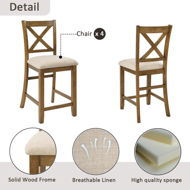 Wipnaf 5‑Piece Square Counter‑Height Dining Table Set image number 6