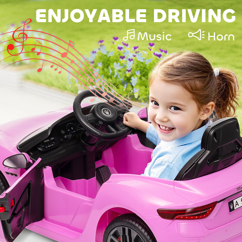 BreeBe Maserati Gran Turismo Licensed 12V Kids Electric Car w/ Remote Control, Soft Start, LED Lights, Music, Horn image number 6