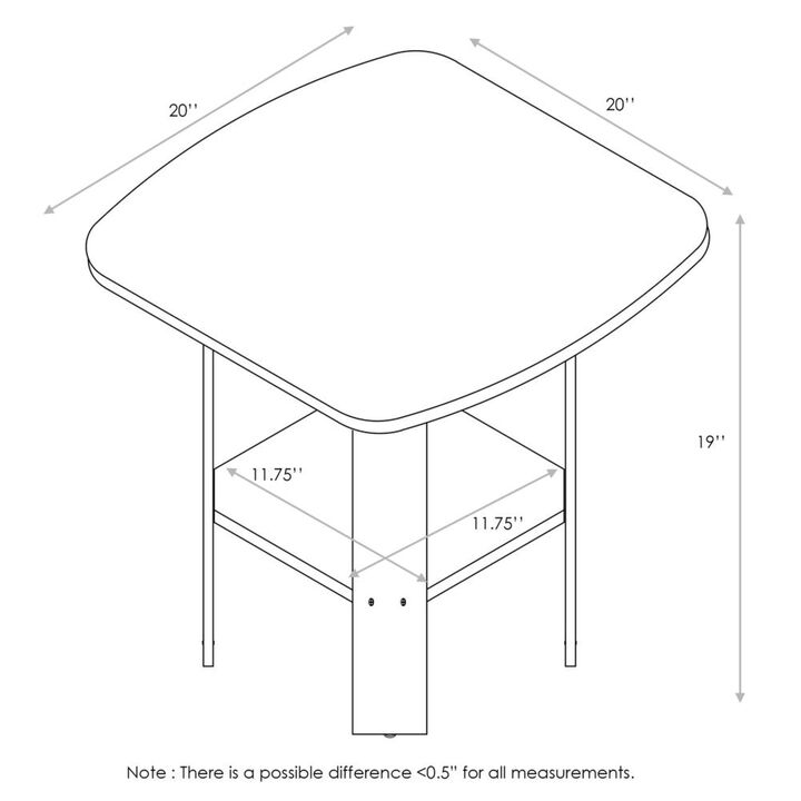 Furinno  Simple Design End Table, Dark Walnut  Set of 2