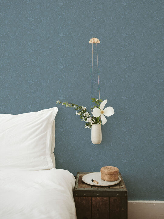 Wilma Blue Block Print Wallpaper