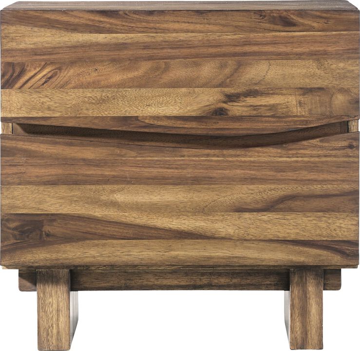 Ocean Two Drawer Solid Wood Nightstand in Natural Sengon