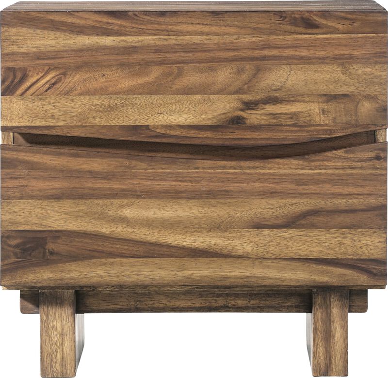 Ocean Two Drawer Solid Wood Nightstand in Natural Sengon