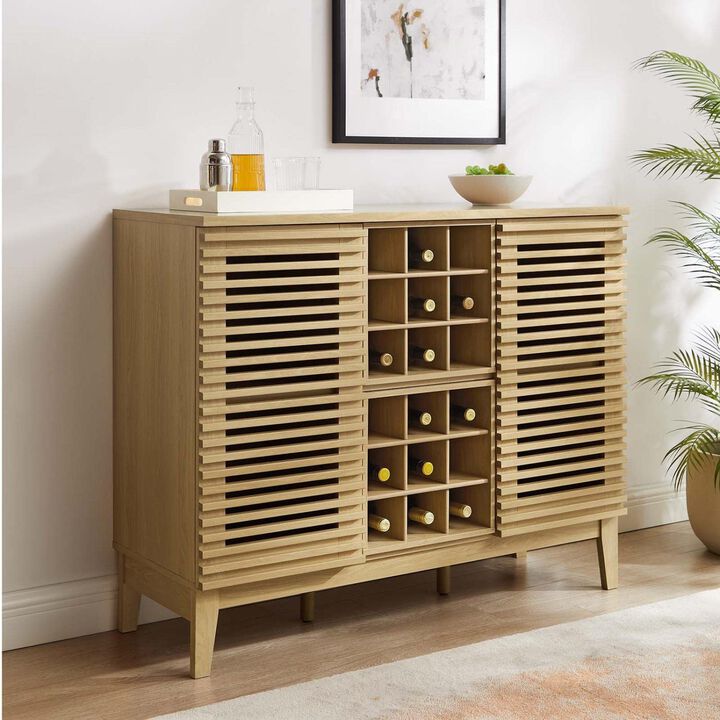 Modway Render Mid-Century Modern Wine Bar Cabinet in Charcoal 17 x 46 x 37