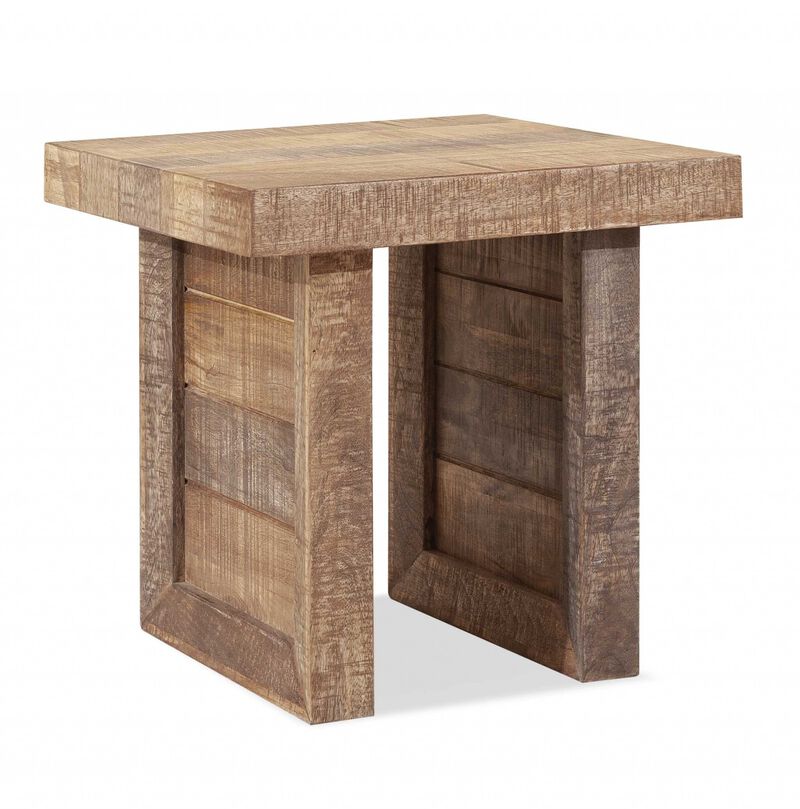 Homezia Solid Wood Butcher Block Style End Or Side Table
