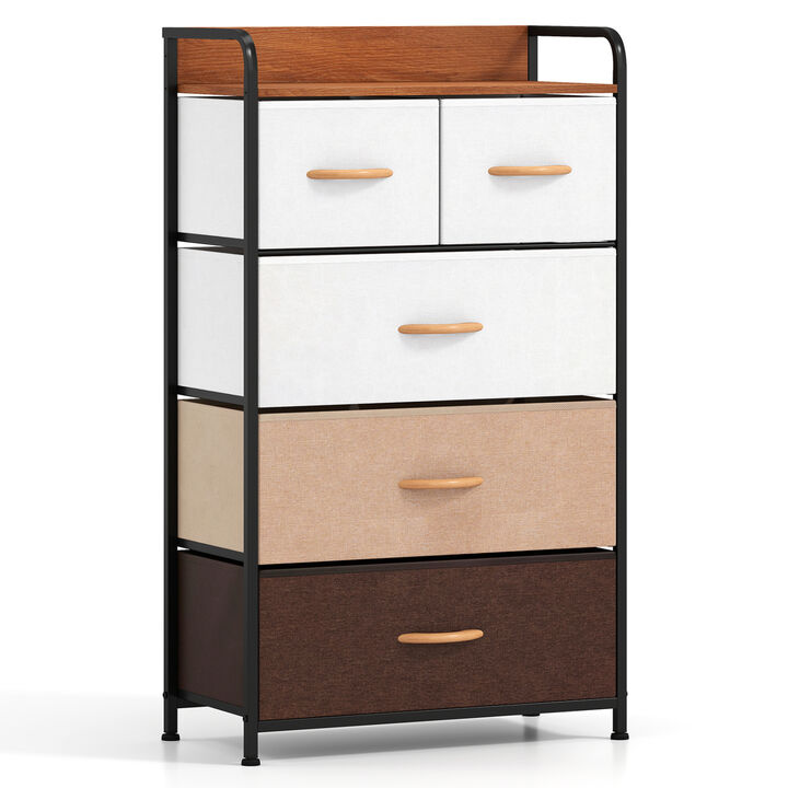 Fabric Storage Dresser with 5 Removable Drawers Organizer Unit for Bedroom and Living Room-Multicolor