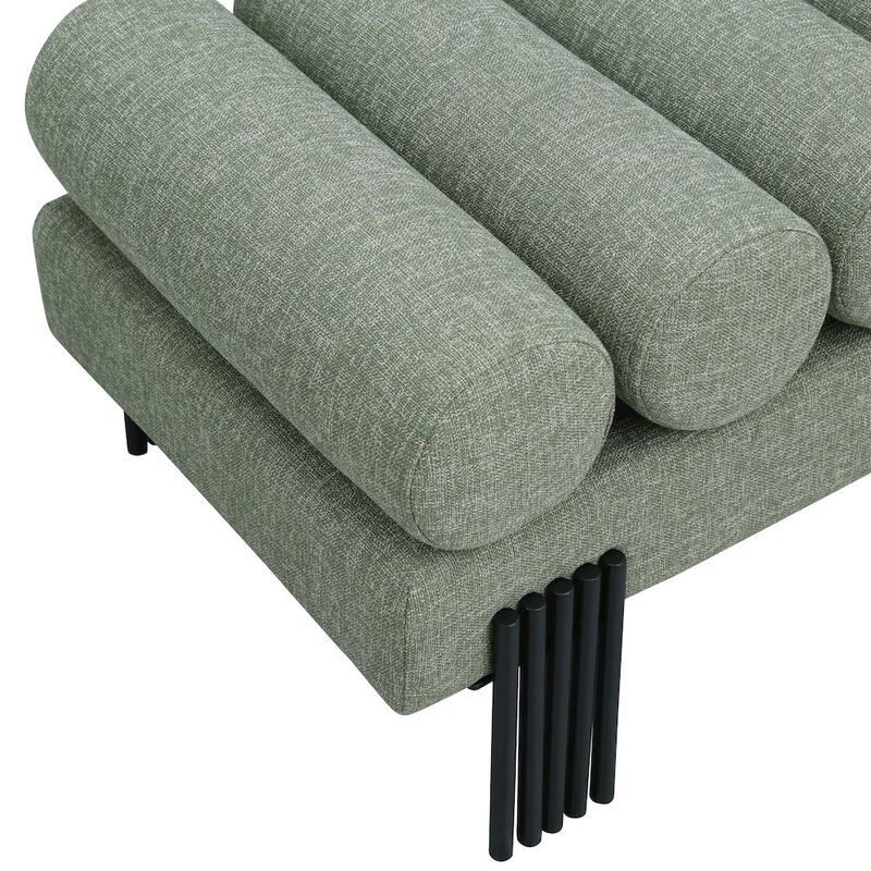 Meridian Furniture Akeela Green Linen Textured Fabric Bench