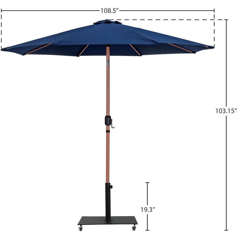 Meridian Furniture Fiji Navy Fabric / Matte Black Aluminum Patio Umbrella with Base Sets