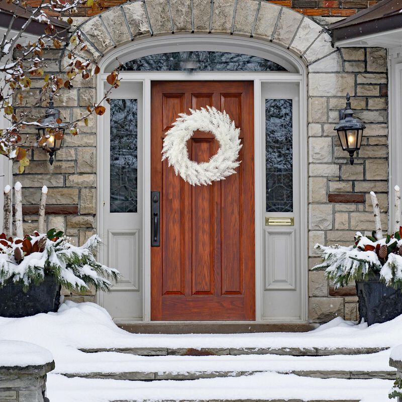 Vickerman 30" Sparkle White Spruce Artificial Christmas Wreath, Unlit - Faux Spruce Christmas Wreath - Seasonal Indoor Home Decor image number 4
