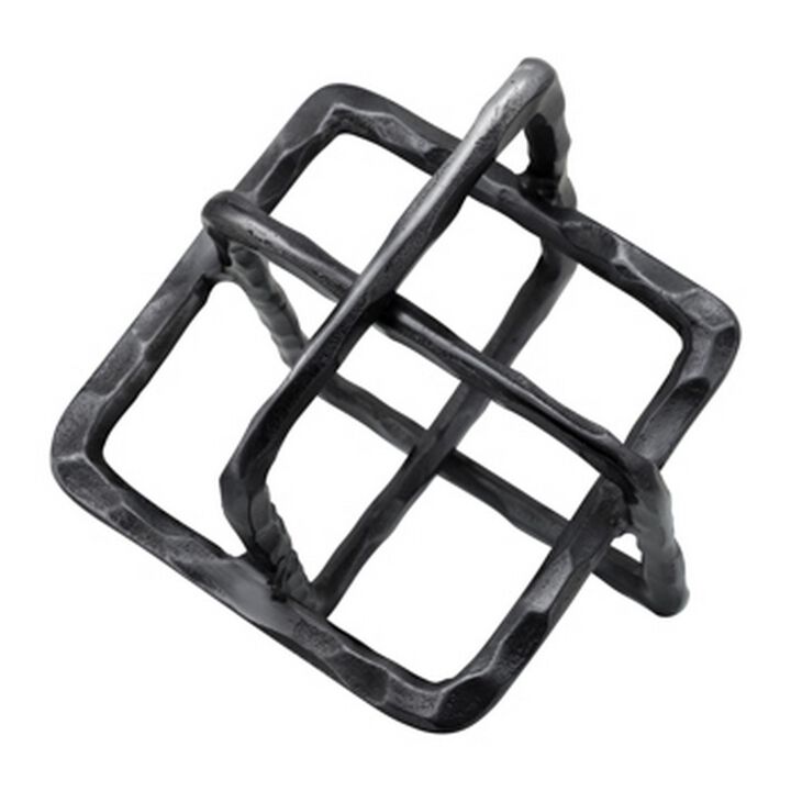 10 Inch Metal Accent Decor with Square Interlinks, Gray - Benzara