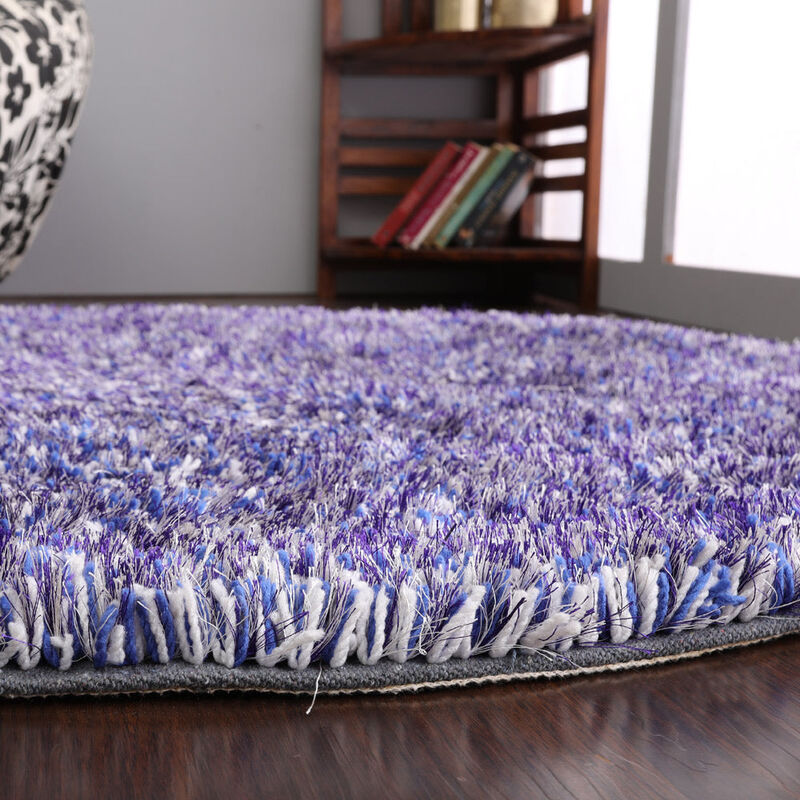 RUGSOTIC CARPETS HAND TUFTED SHAG POLYESTER ECO-FRIENDLY AREA RUGS  - Round, Size, Solid Plain Design, High Pile Thick Handmade Anti Skid Area Rugs for Living Room, Bed Room K00111 image number 5