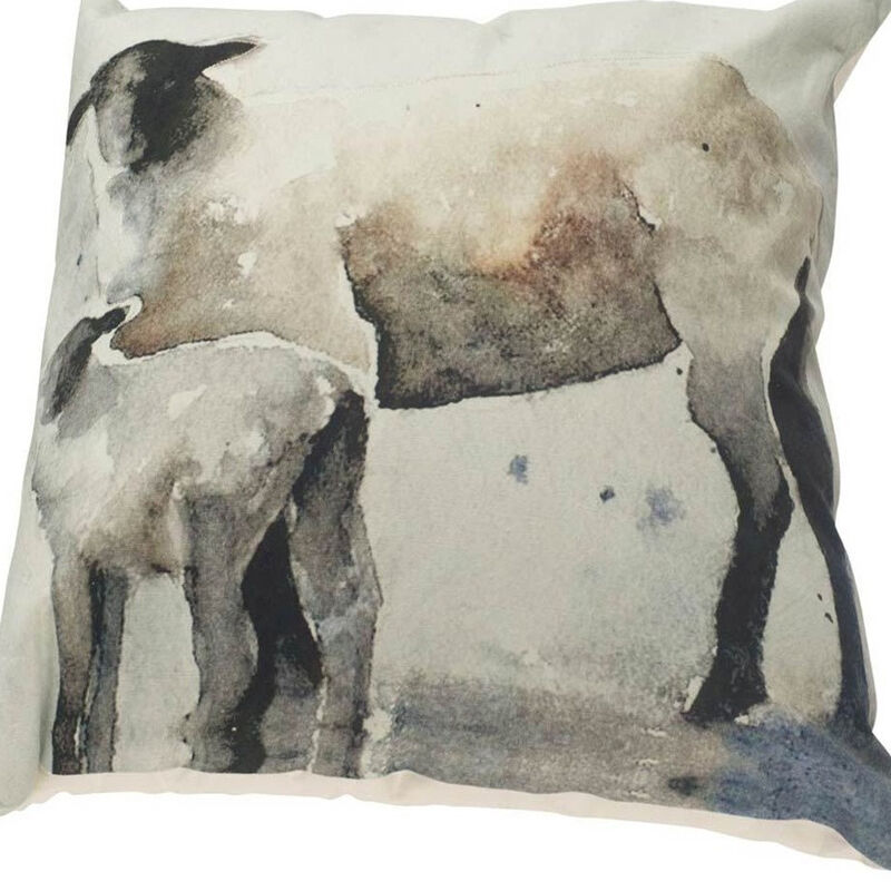HomeRoots 18" Gray Black And Cream Linen Throw Pillow Cover image number 2