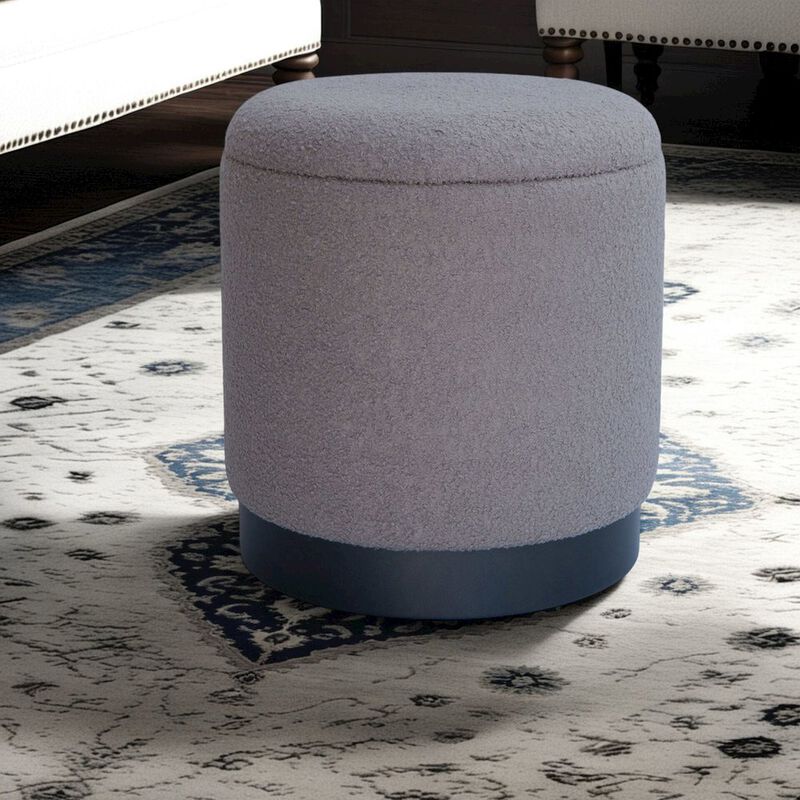 Carolina Chair & Table Handwoven Hephaestus Silver Boucle Storage Ottoman