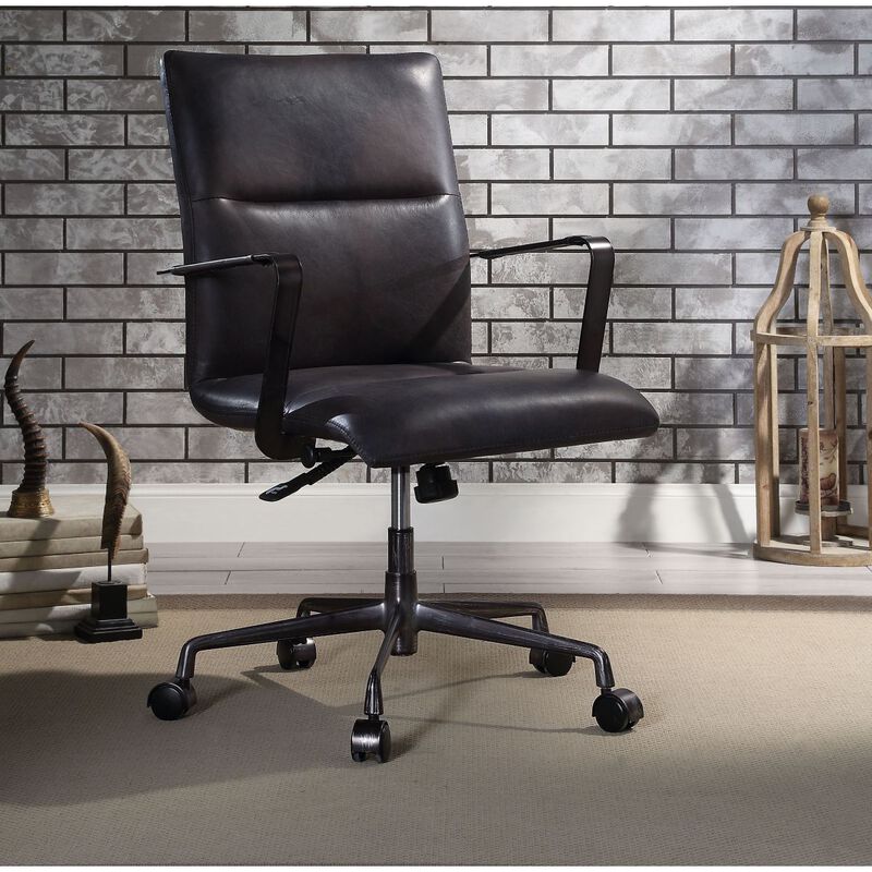 Indra Office Chair, Onyx Black Top Grain Leather