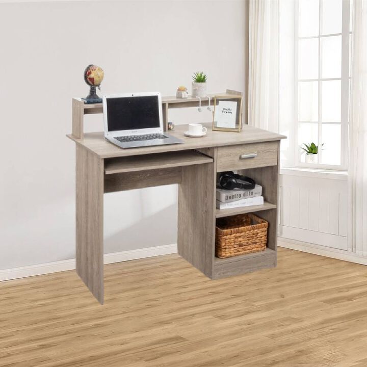 Two-Layer Computer Desk with Drawer Modern & Space-Saving Workstation for Home Office