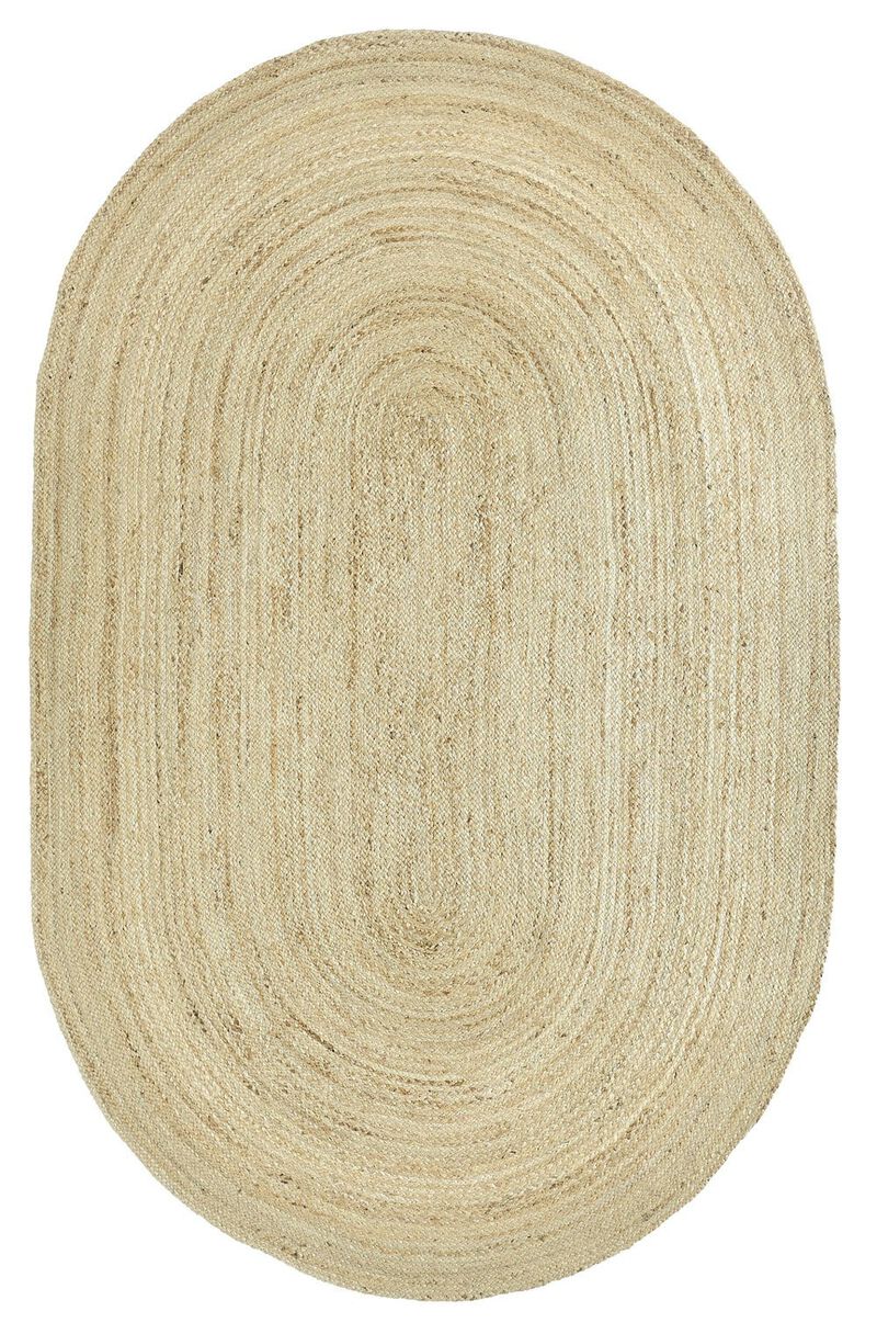 Amber Natural Braided Oval Jute Rug image number 1