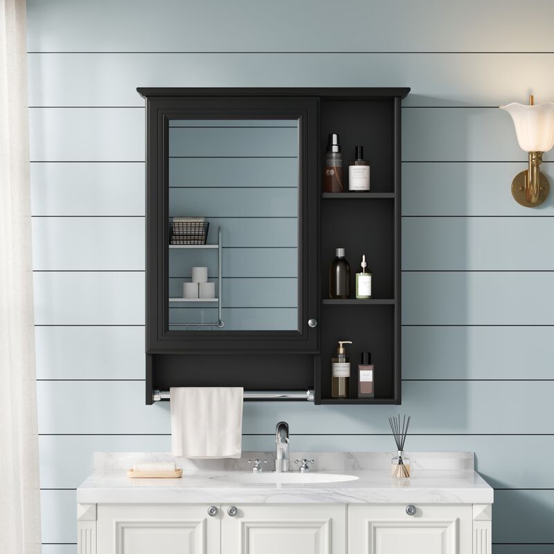 ELEMENT ACE Wall Mounted Medicine Cabinet with Adjustable Shelf and Integrated Towel Bar Organization Solution image number 4