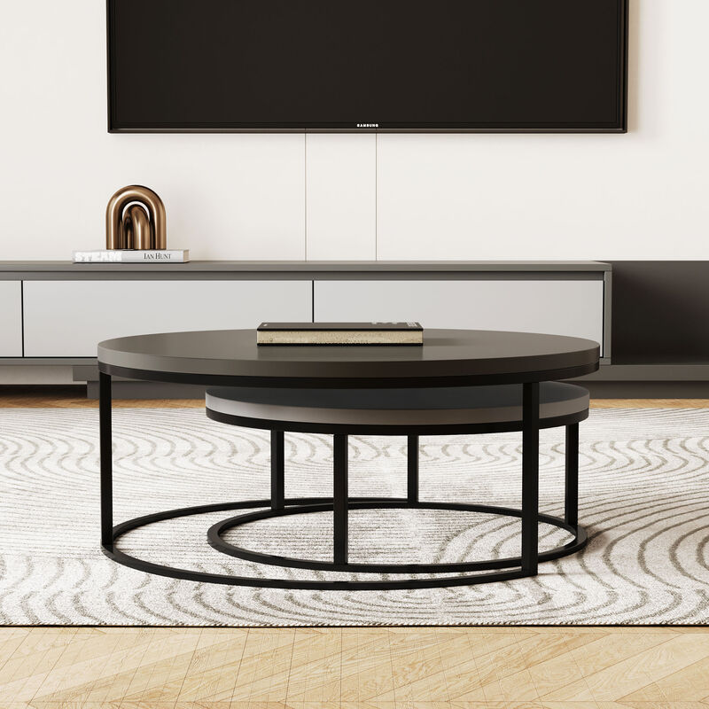 Round nesting coffee tables 2-piece
