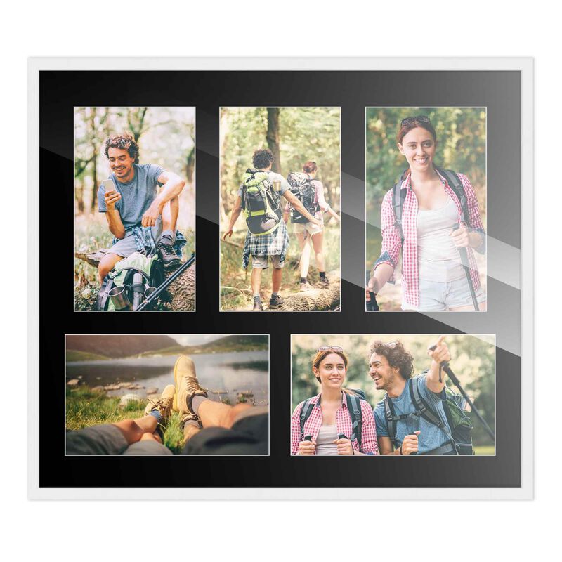 12x14 Wood Collage Frame with a Black Mat for 4x6 Pictures