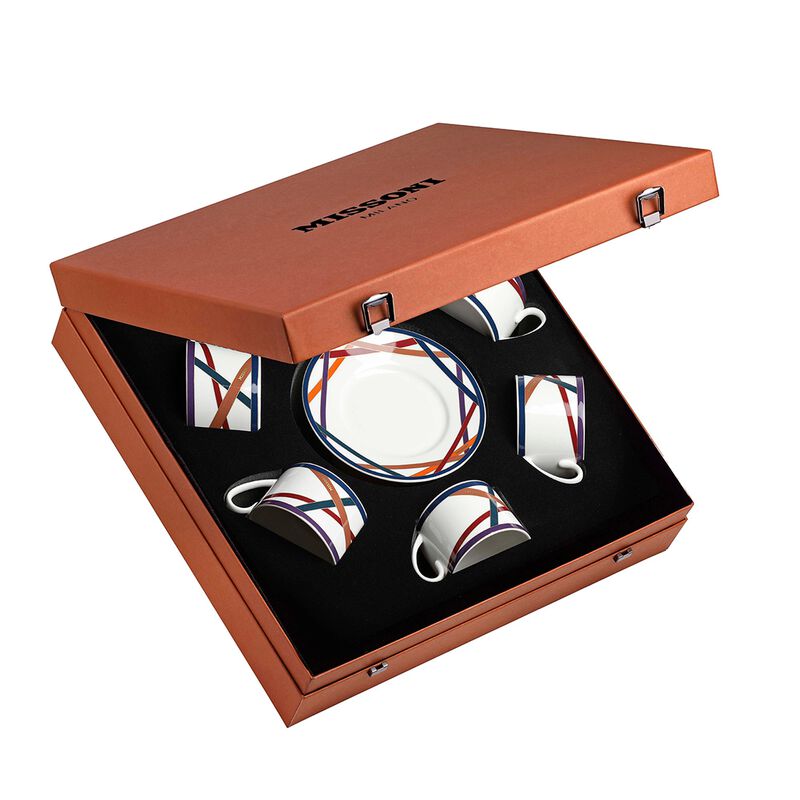 Tea Cup & Saucer NASTRI MULTICOLOR Set of 6, cup diam. 3.35", H 2.36", saucer diam. 6.1" image number 0