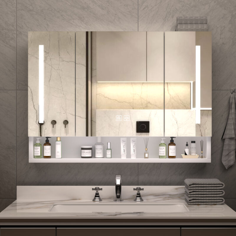 ELEMENT ACE Modern Aluminum Bathroom Medicine Cabinet with LED Lighting and Defogging Mirror for Enhanced Storage and Functionality image number 1