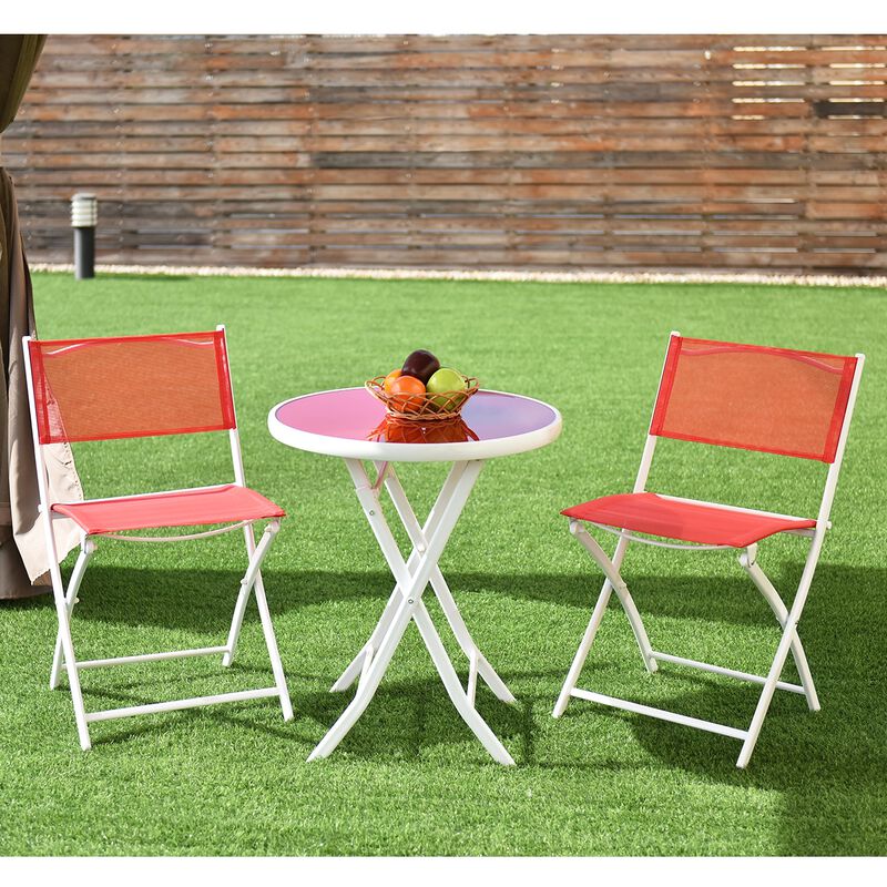 3 Pieces Patio Folding Bistro Set for Balcony or Outdoor Space image number 5