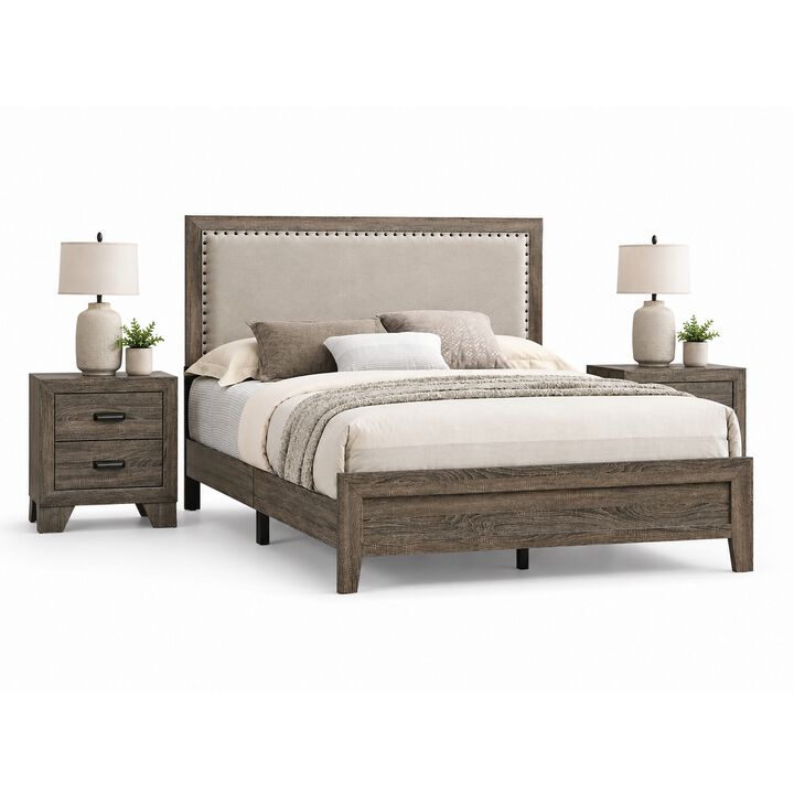 Bedroom Set, Wood, 3 Piece Set with 2 Nightstands