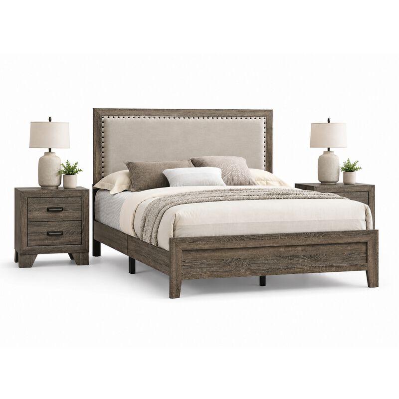 Bedroom Set, Wood, 3 Piece Set with 2 Nightstands image number 0