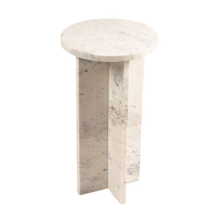 Round Mable Martini Accent Table with Interlocking Cross Base, White