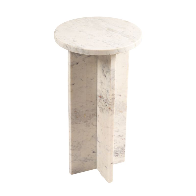 Round Mable Martini Accent Table with Interlocking Cross Base, White image number 0
