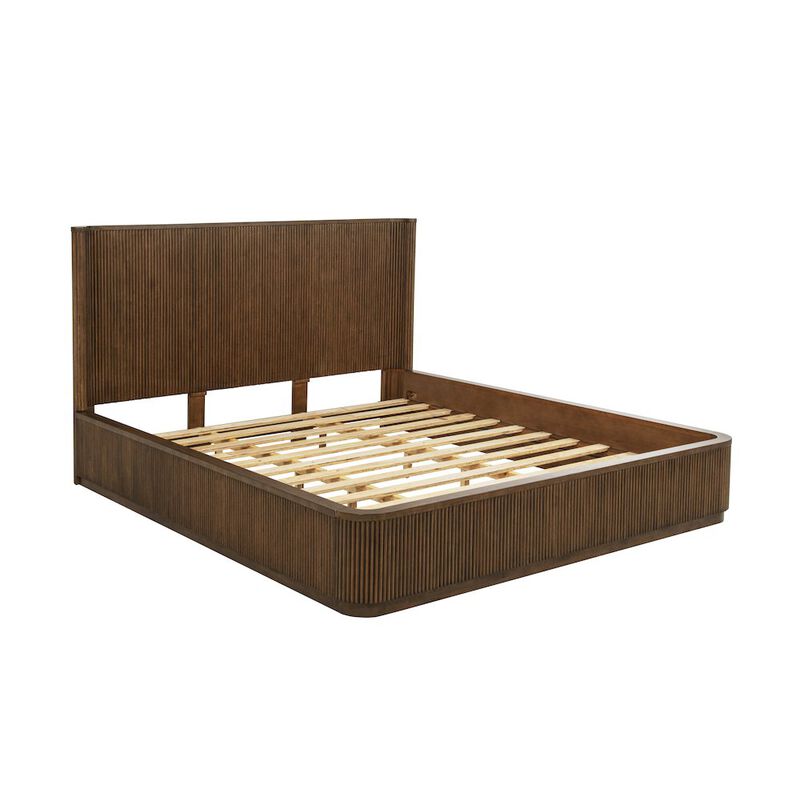 Best Master Furniture 89" Long Modern Fluted Platform Eastern King Bed Frame 47.5" High Headboard image number 0