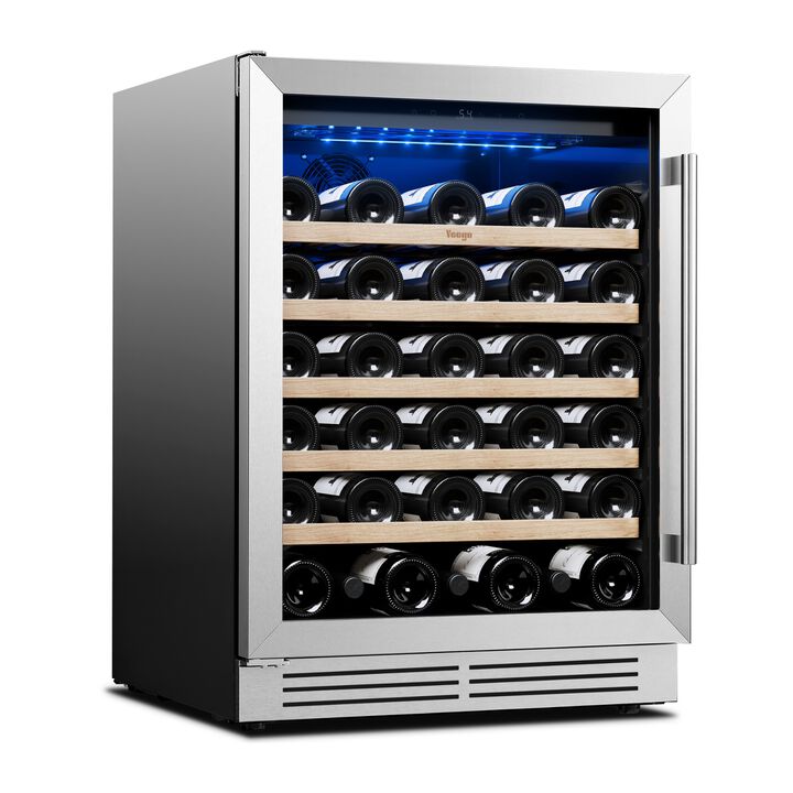 24" Wine Refrigerator Cooler, Holds 52 Bottles, Built-in or Freestanding, Perfect for Home, Kitchen or Bar