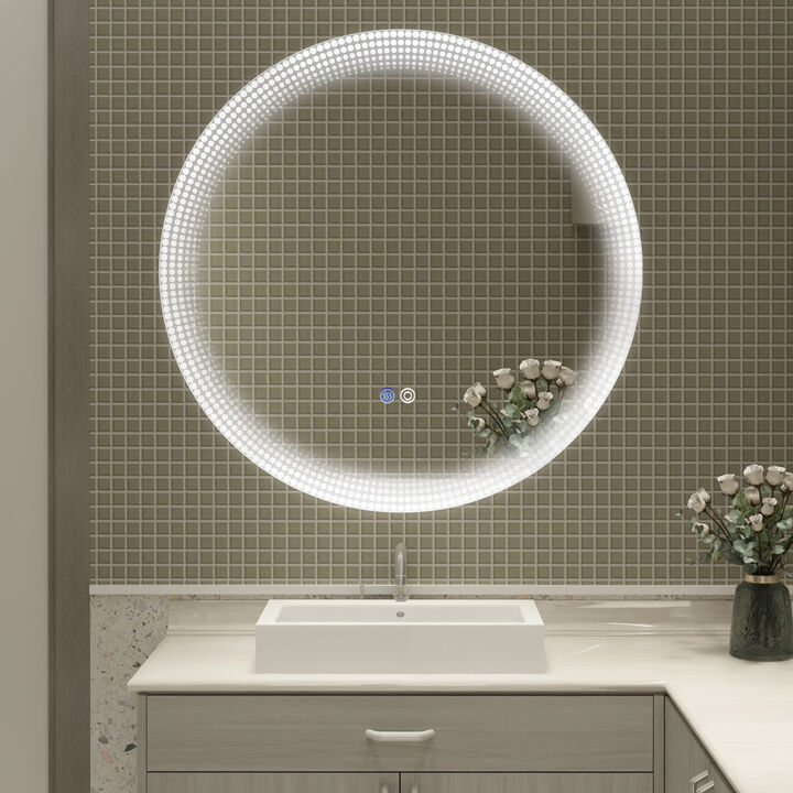24 Inch Switch-Held Memory LED Mirror, Wall-Mounted Vanity Mirrors, Bathroom Anti-Fog Mirror, Dimmable Bathroom Mirror